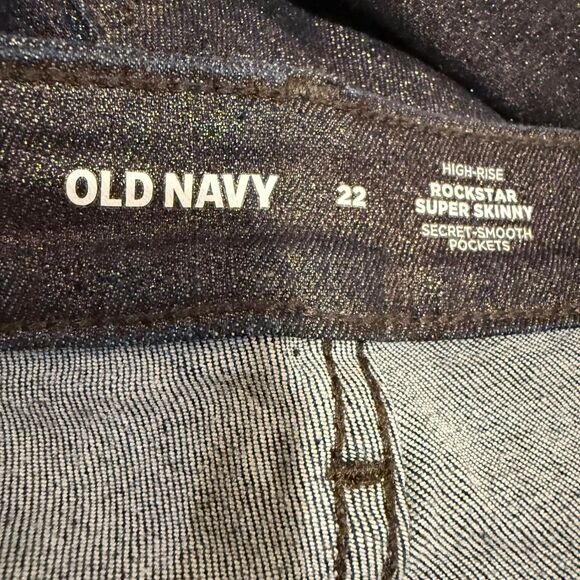 Old Navy Women's Black Copper Sparkle Glitter Slim Straight Leg Jeans Denim - Picture 3 of 3